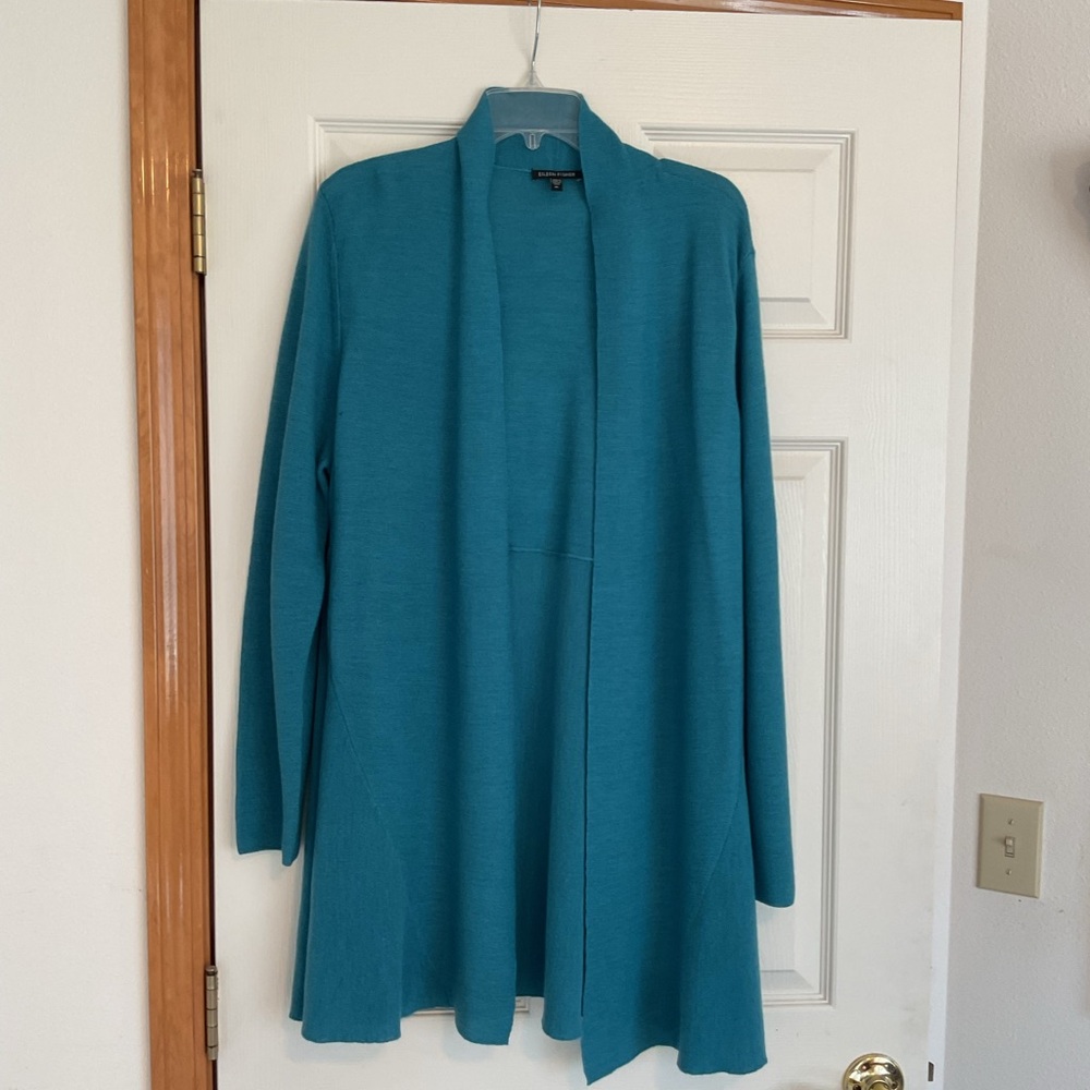 Eileen Fisher Blue Knit Cardigan Sweater